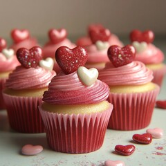 Bite Sized Valentine s Day Cupcakes with Ombr Frosting Candy Hearts and Edible Glitter