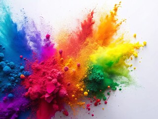 Minimalist Holi Abstract Color Splash on White Background - Festive Indian Design