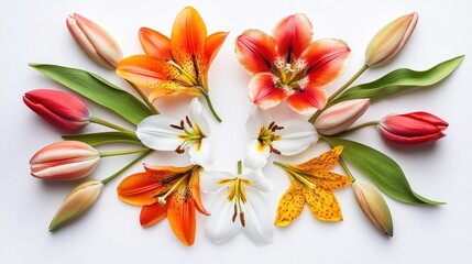 Vibrant Floral Arrangement of Colorful Lilies and Tulips in Harmony