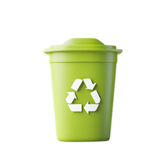 3D Trash Can with Recycling Symbol Icon for Eco Friendly Waste Management