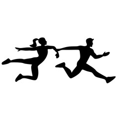 running couple silhouette