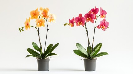 Fototapeta premium Beautiful Orchid Plants in Pots with Vibrant Colors and Petals