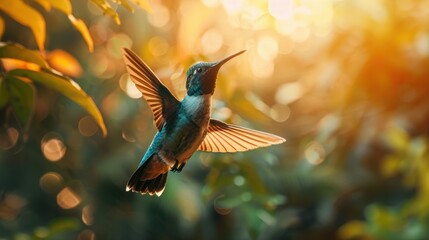 Fototapeta premium Portrait Animal Beautiful Hummingbird flying