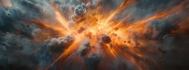 Fototapeta premium Energetic explosion of multicolored powders