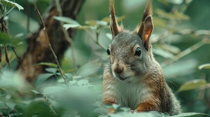 Fototapeta premium Portrait of a squirrel in the wild