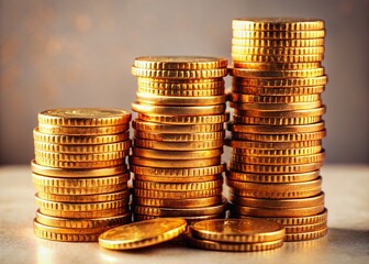 Minimalist Photography: Large & Small Piles of 50 Euro Cent Coins