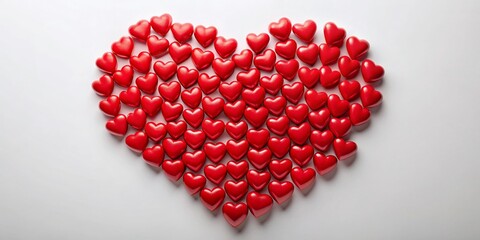 Obraz premium Minimalist Red Hearts on White Background: Simple Love Concept Stock Photo