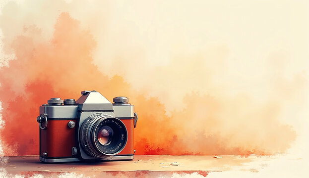 old camera World Photography Day copy space illustration