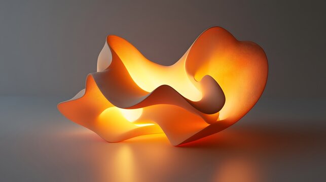Illuminated Abstract Sculptural Form with Organic Curves