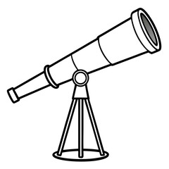 Vintage Telescope Line Art Style