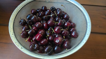 Freshly washed and packed fruits. cherry