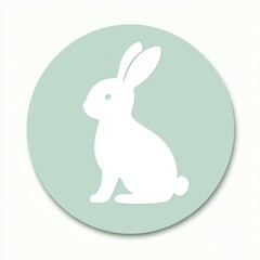 Sitting white rabbit, pastel green circle, simple design, Easter, craft
