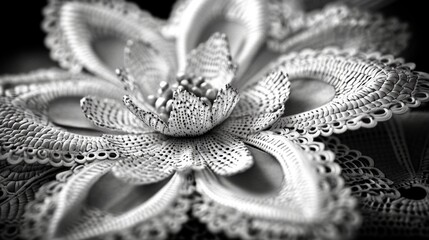 Obraz premium Intricate Black and White Floral Pattern with Detailed Textures