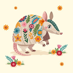 броненосец в цветах