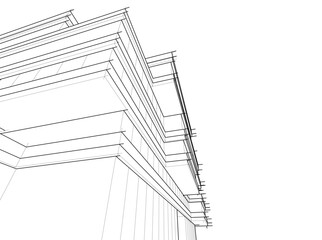 architectural drawing 3d vector illustration