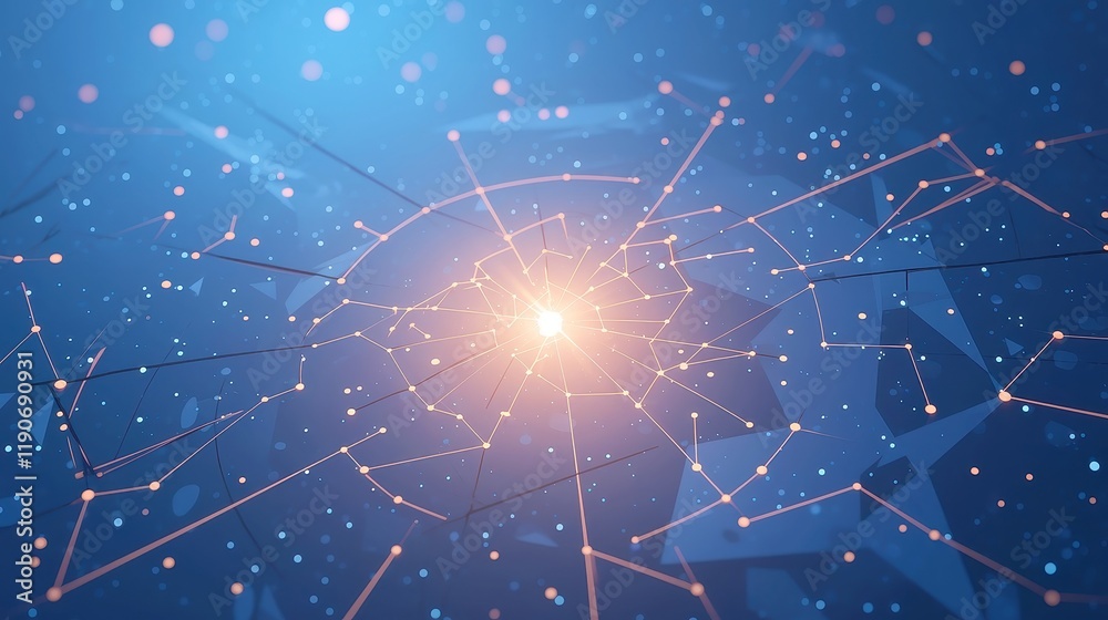 Poster abstract illustration of artificial intelligence interconnected as a complex web, symbolizing digita