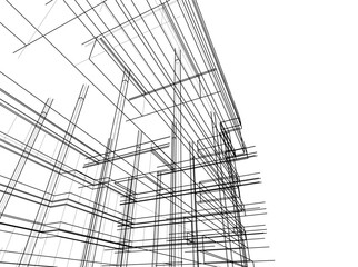 architectural drawing 3d vector illustration