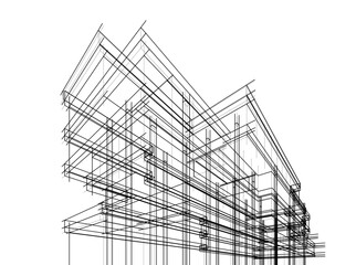 architectural drawing 3d vector illustration