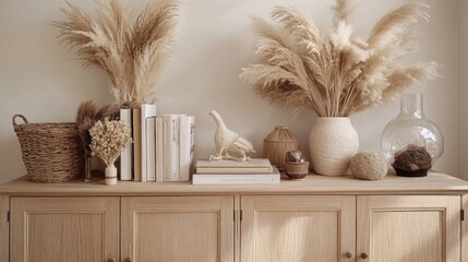 Elegant Interior Display with Natural Decor Elements and Textures