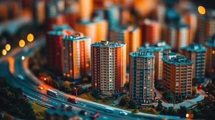 Obraz premium Aerial View of Urban Housing Development with Street and Traffic