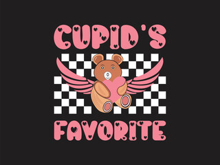 Cute Valentine’s Day graphic design cupid's winged teddy bear art illustration