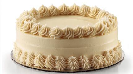 Creamy Vanilla Cake with Elegant Swirl Frosting Decoration