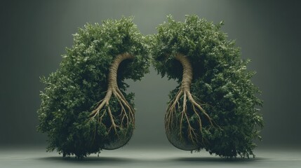 Lungs Made of Green Trees Symbolizing Health and Nature Connection