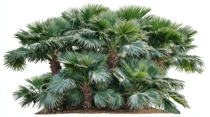 Lush Tropical Palm Plant Group With Green Foliage on White Background