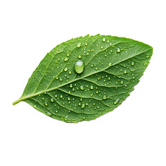 Dew Drops on Transparent Verdant Leaf in Nature Background