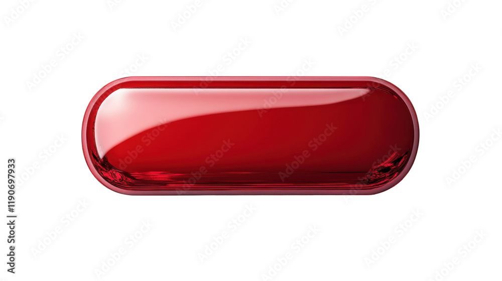 Wall mural shiny red call-to-action button transparent background