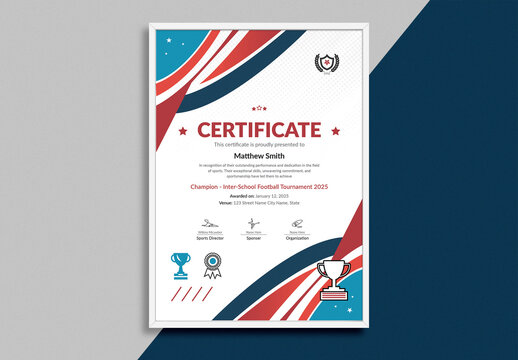 Sports Achievement Certificate Template