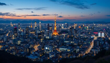 Obraz premium A panoramic night view from Roppongi Hills