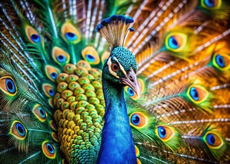 Obraz premium Mysterious Peacock: Vibrant Plumage, Documentary Style