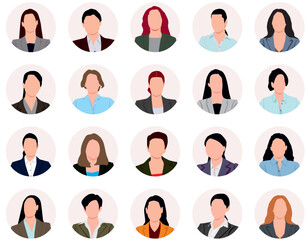 Set of woman avatar. Profile woman. profile picture of woman. Avatar profile picture icon set including female. Anonymous user portrait vector illustrations. Set of woman profile icon.