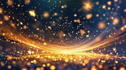 Obraz premium A vibrant abstract backdrop showcasing sparkling golden lights, perfect for celebrations and festive occasions