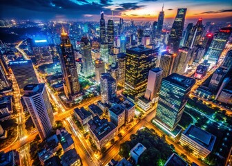 Obraz premium Night Cityscape: Vibrant Lights and Dark Shadows - Free Mind 6 Photography