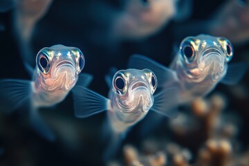 Barreleye Fish School Swimming Among DeepSea Corals Photo