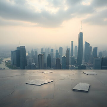 city skyline at sunset
