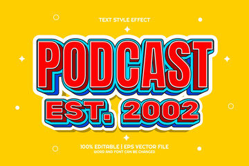 Obraz premium Editable Text Effect Podcast Vintage Cartoon Style