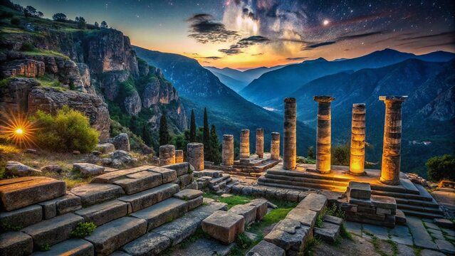 Night Photography in Delphi, Greece: Ancient Ruins Under the Stars