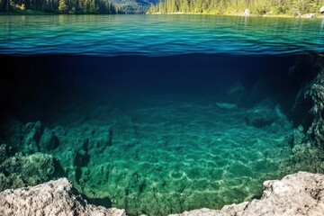 Obraz premium Dramatic DSLR photo captures lake temperature gradient and light contrast