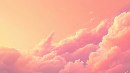 Pastel Pink Sky Dreamy Cloudscape Starry Night