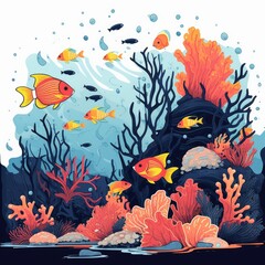 Obraz premium Vibrant Coral Reef with Colorful Fish