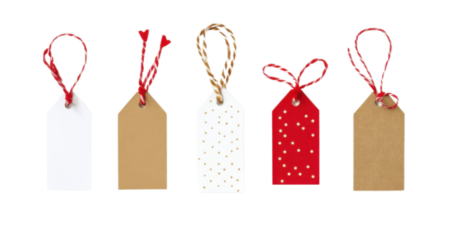 Set of gift tags transparent background