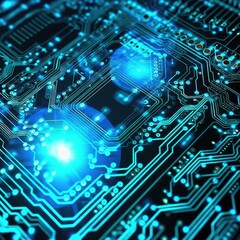 Obraz premium Advanced Circuit Board with Blue Lights
