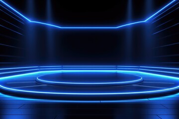 Neon Illuminated Futuristic Stage