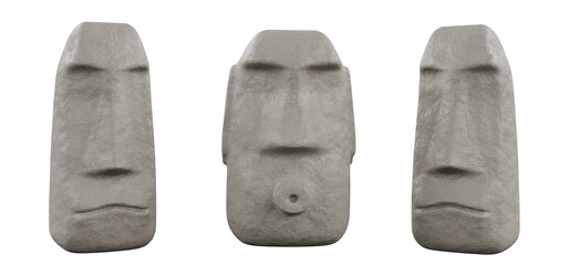 Easter Island Stone Head isolated on white