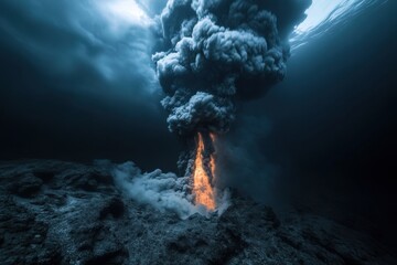 Highresolution photo of underwater volcanic eruption displaying powerful beauty