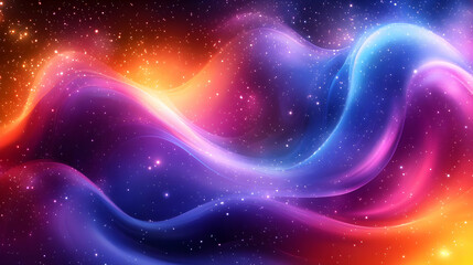 Fototapeta premium Abstract Cosmic Nebula Background with Vibrant Colors and Glowing Waves
