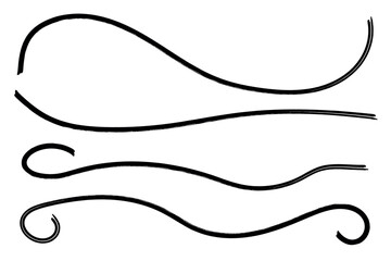 Set of hand drawn marker line vector illustration design element, grunge strokes, doodle lines underline scribble